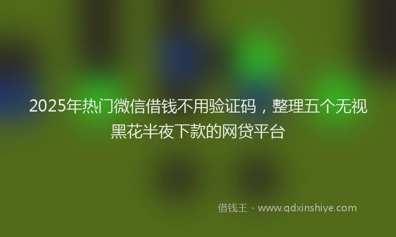 2025年热门微信借钱不用验证码，整理五个无视黑花半夜下款的网贷平台
