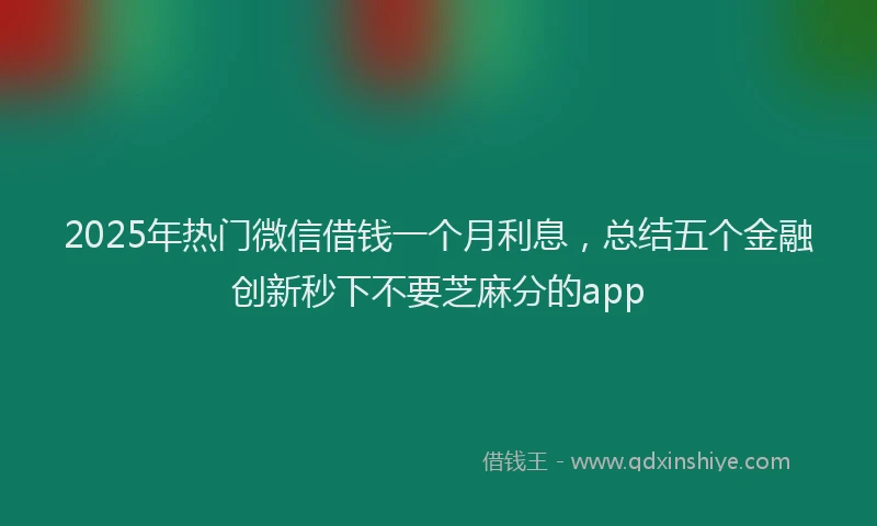 2025年热门微信借钱一个月利息，总结五个金融创新秒下不要芝麻分的app