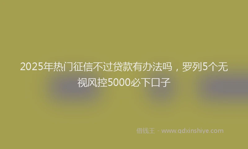 2025年热门征信不过贷款有办法吗，罗列5个无视风控5000必下口子