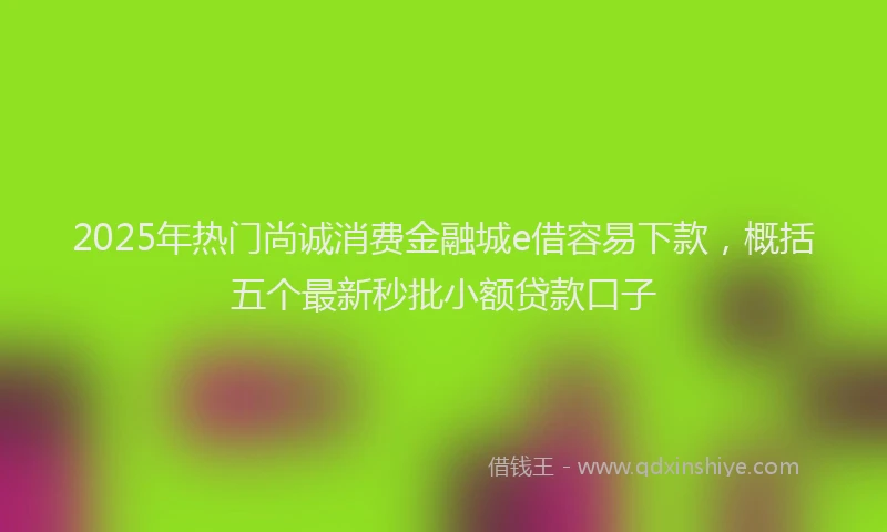 2025年热门尚诚消费金融城e借容易下款，概括五个最新秒批小额贷款口子