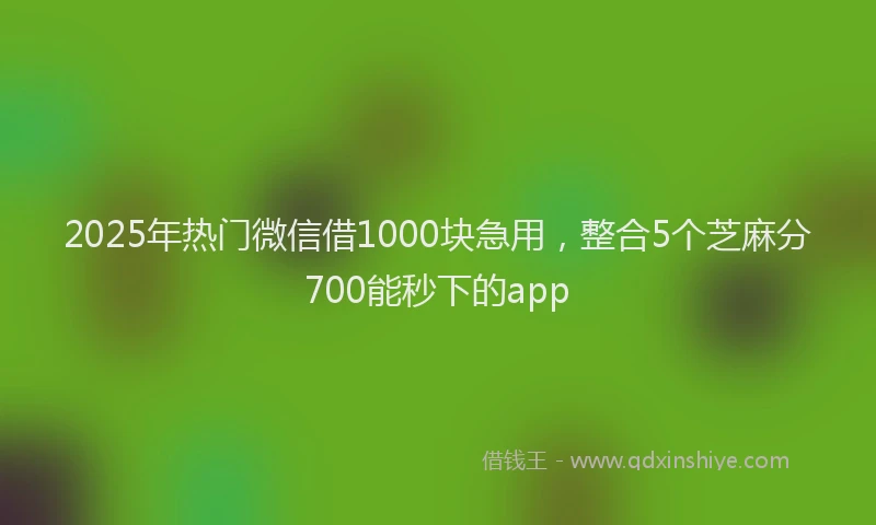 2025年热门微信借1000块急用，整合5个芝麻分700能秒下的app