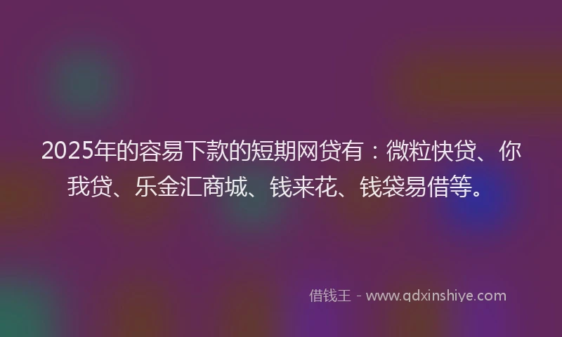 2025年的容易下款的短期网贷有：微粒快贷、你我贷、乐金汇商城、钱来花、钱袋易借等。