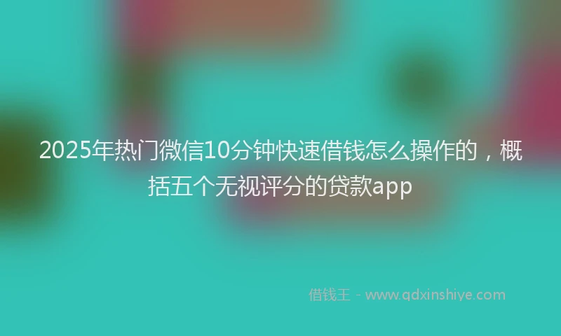 2025年热门微信10分钟快速借钱怎么操作的，概括五个无视评分的贷款app