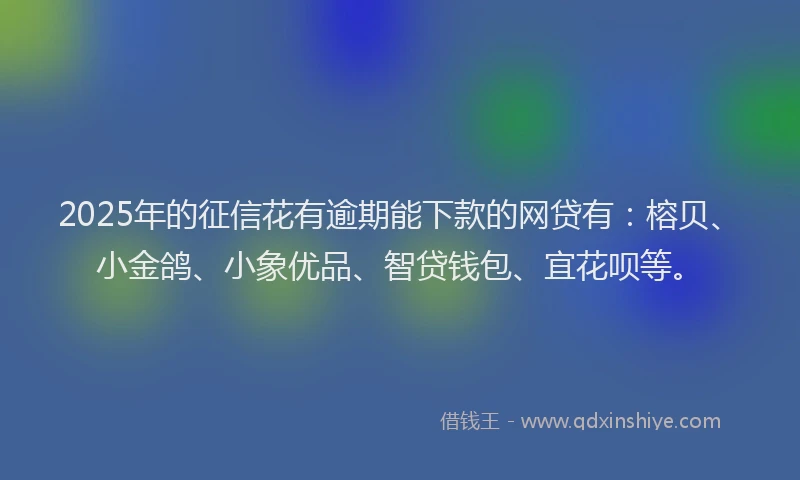 2025年的征信花有逾期能下款的网贷有：榕贝、小金鸽、小象优品、智贷钱包、宜花呗等。