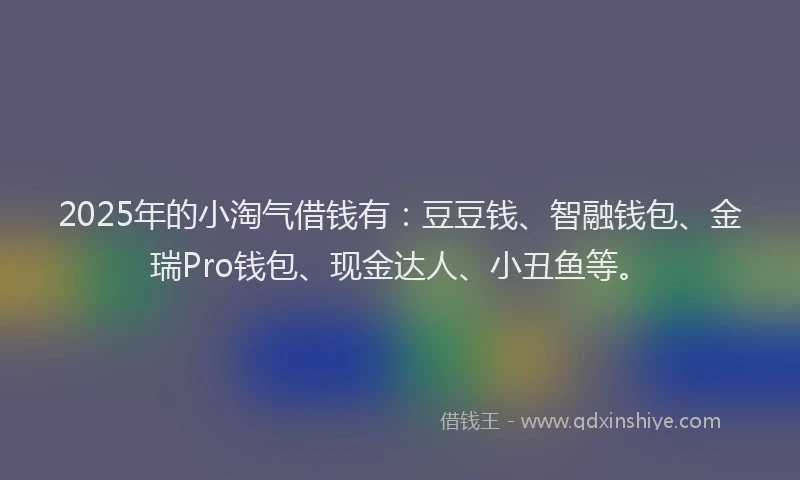 2025年的小淘气借钱有：豆豆钱、智融钱包、金瑞Pro钱包、现金达人、小丑鱼等。