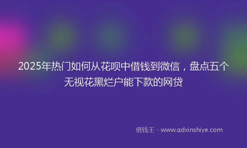 2025年热门如何从花呗中借钱到微信，盘点五个无视花黑烂户能下款的网贷
