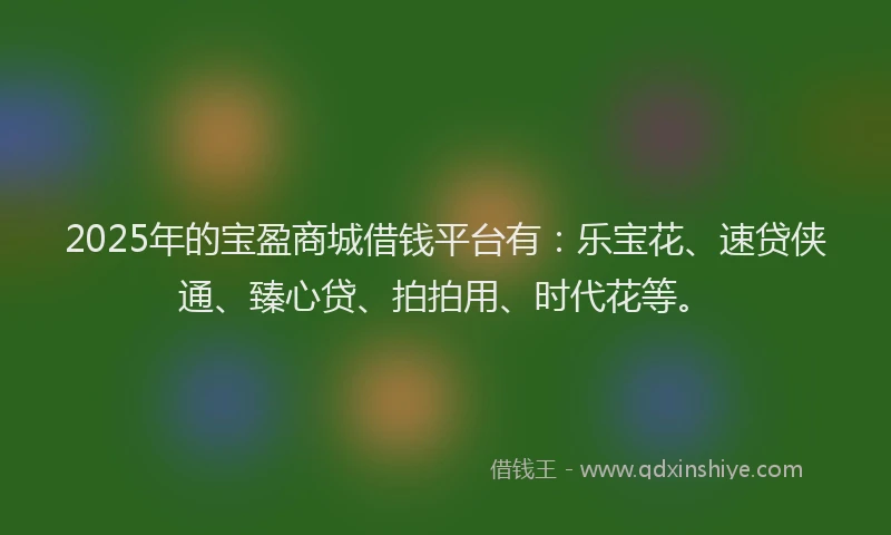 2025年的宝盈商城借钱平台有：乐宝花、速贷侠通、臻心贷、拍拍用、时代花等。