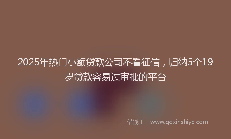 2025年热门小额贷款公司不看征信，归纳5个19岁贷款容易过审批的平台