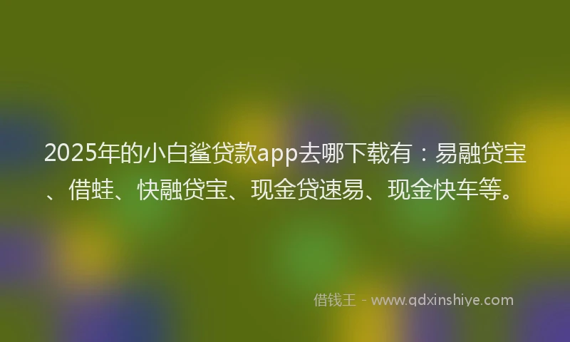 2025年的小白鲨贷款app去哪下载有：易融贷宝、借蛙、快融贷宝、现金贷速易、现金快车等。