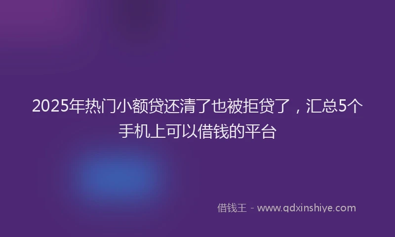 2025年热门小额贷还清了也被拒贷了，汇总5个手机上可以借钱的平台