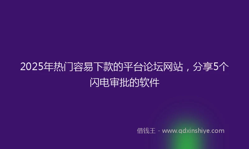 2025年热门容易下款的平台论坛网站，分享5个闪电审批的软件
