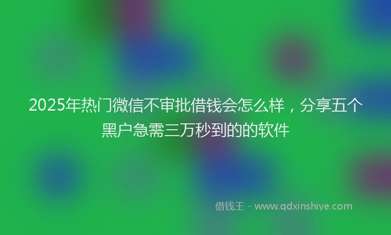 2025年热门微信不审批借钱会怎么样，分享五个黑户急需三万秒到的的软件