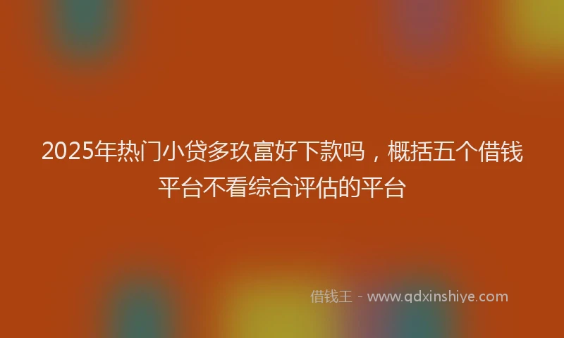 2025年热门小贷多玖富好下款吗，概括五个借钱平台不看综合评估的平台