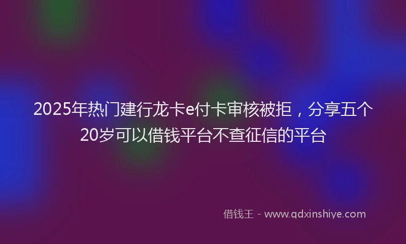 2025年热门建行龙卡e付卡审核被拒，分享五个20岁可以借钱平台不查征信的平台