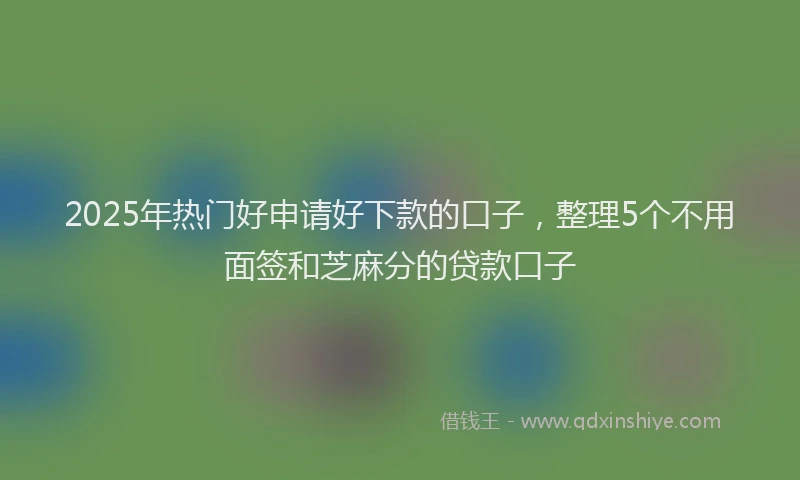 2025年热门好申请好下款的口子，整理5个不用面签和芝麻分的贷款口子