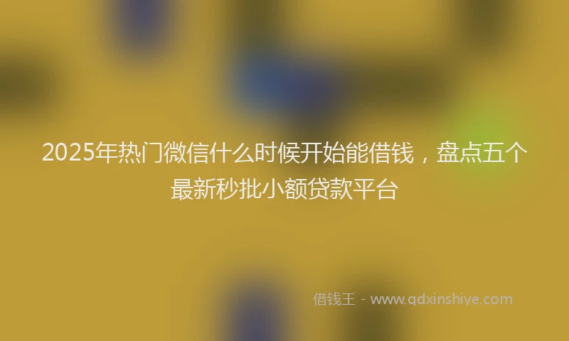 2025年热门微信什么时候开始能借钱，盘点五个最新秒批小额贷款平台
