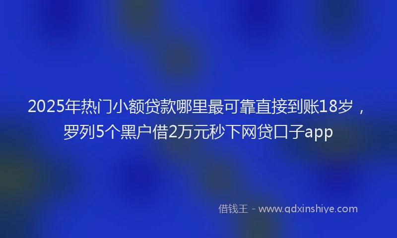 2025年热门小额贷款哪里最可靠直接到账18岁，罗列5个黑户借2万元秒下网贷口子app