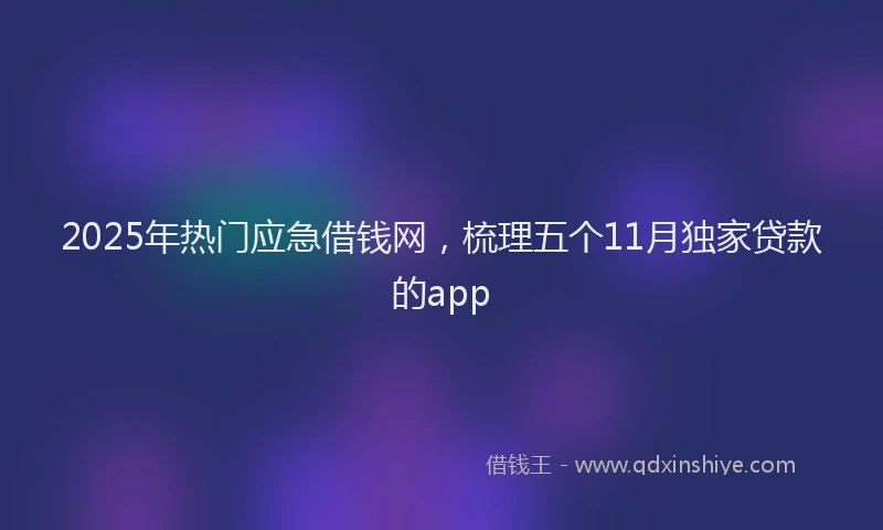 2025年热门应急借钱网，梳理五个11月独家贷款的app