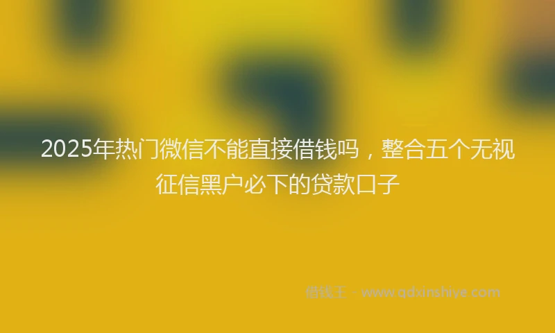 2025年热门微信不能直接借钱吗，整合五个无视征信黑户必下的贷款口子