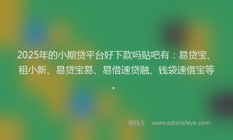 2025年的小期贷平台好下款吗贴吧有：易贷宝、租小新、易贷宝易、易借速贷融、钱袋速借宝等。
