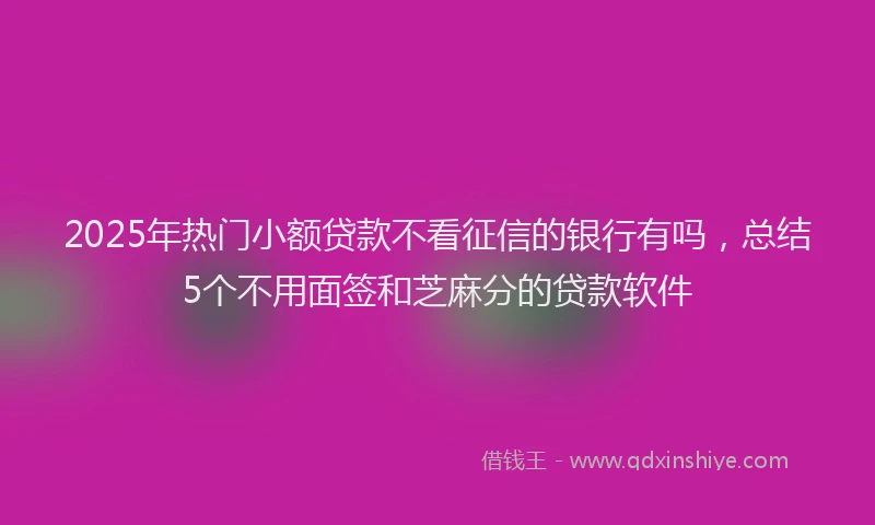 2025年热门小额贷款不看征信的银行有吗，总结5个不用面签和芝麻分的贷款软件