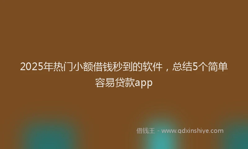 2025年热门小额借钱秒到的软件，总结5个简单容易贷款app