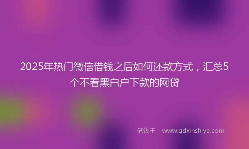 2025年热门微信借钱之后如何还款方式，汇总5个不看黑白户下款的网贷