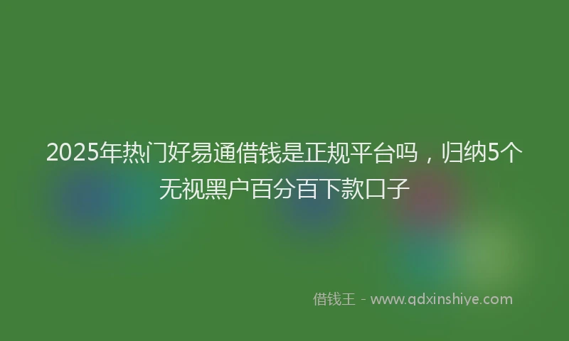 2025年热门好易通借钱是正规平台吗，归纳5个无视黑户百分百下款口子