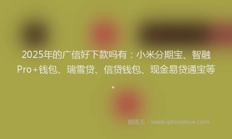 2025年的广信好下款吗有：小米分期宝、智融Pro+钱包、瑞雪贷、信贷钱包、现金易贷通宝等。