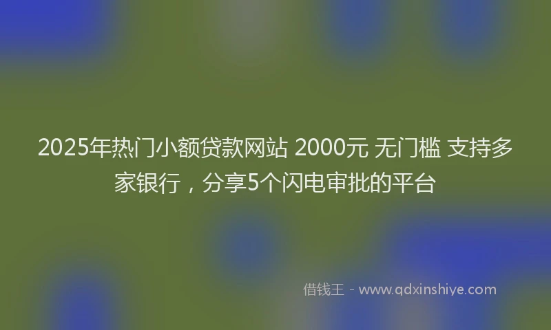 2025年热门小额贷款网站 2000元 无门槛 支持多家银行，分享5个闪电审批的平台