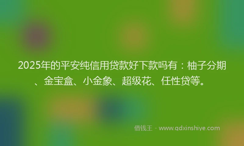 2025年的平安纯信用贷款好下款吗有：柚子分期、金宝盒、小金象、超级花、任性贷等。
