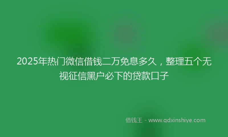 2025年热门微信借钱二万免息多久，整理五个无视征信黑户必下的贷款口子