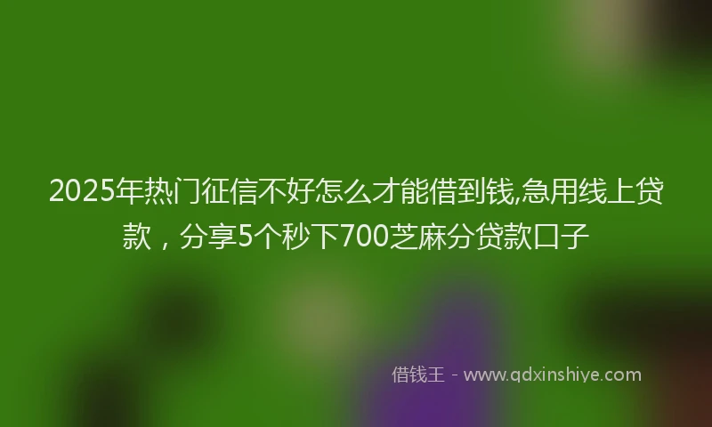 2025年热门征信不好怎么才能借到钱,急用线上贷款，分享5个秒下700芝麻分贷款口子