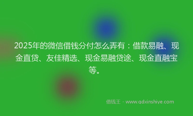 2025年的微信借钱分付怎么弄有：借款易融、现金直贷、友佳精选、现金易融贷途、现金直融宝等。