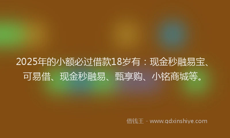 2025年的小额必过借款18岁有：现金秒融易宝、可易借、现金秒融易、甄享购、小铭商城等。