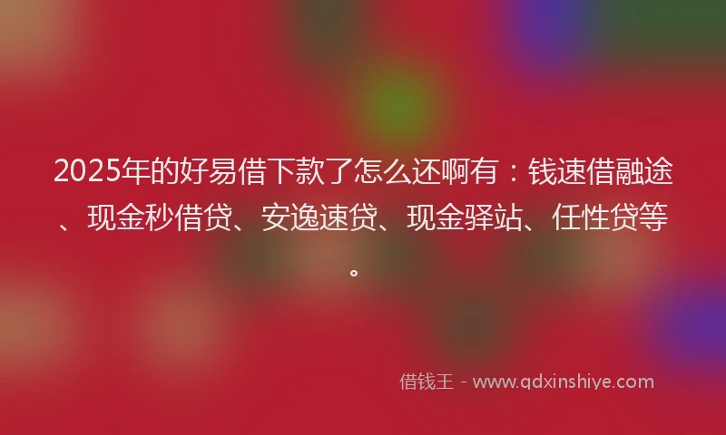 2025年的好易借下款了怎么还啊有：钱速借融途、现金秒借贷、安逸速贷、现金驿站、任性贷等。