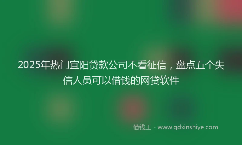 2025年热门宜阳贷款公司不看征信，盘点五个失信人员可以借钱的网贷软件