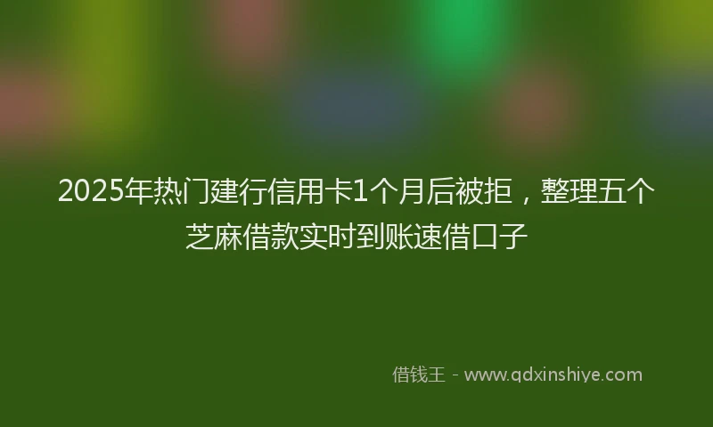 2025年热门建行信用卡1个月后被拒，整理五个芝麻借款实时到账速借口子