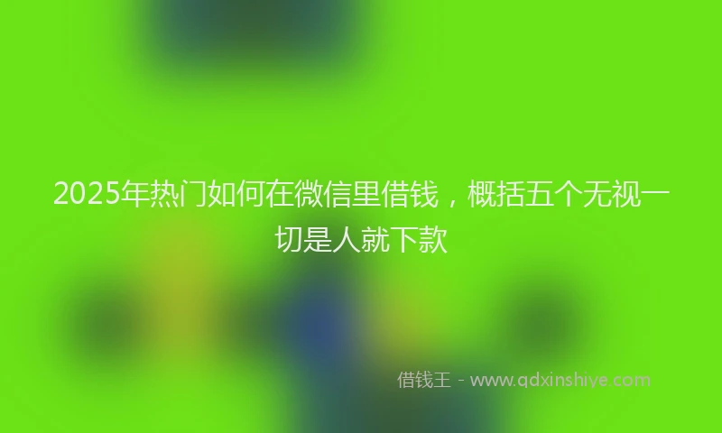 2025年热门如何在微信里借钱，概括五个无视一切是人就下款
