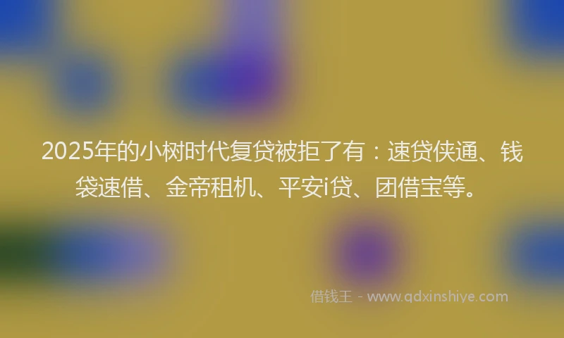 2025年的小树时代复贷被拒了有：速贷侠通、钱袋速借、金帝租机、平安i贷、团借宝等。