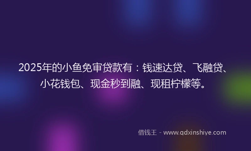 2025年的小鱼免审贷款有：钱速达贷、飞融贷、小花钱包、现金秒到融、现租柠檬等。
