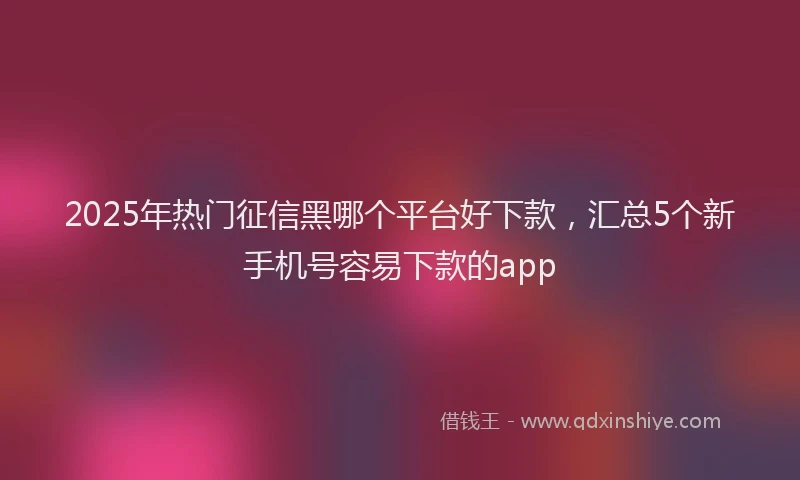 2025年热门征信黑哪个平台好下款，汇总5个新手机号容易下款的app