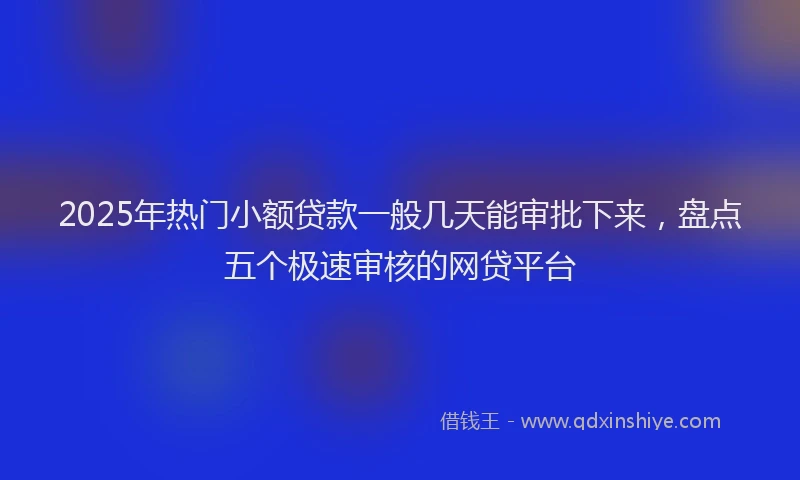 2025年热门小额贷款一般几天能审批下来，盘点五个极速审核的网贷平台