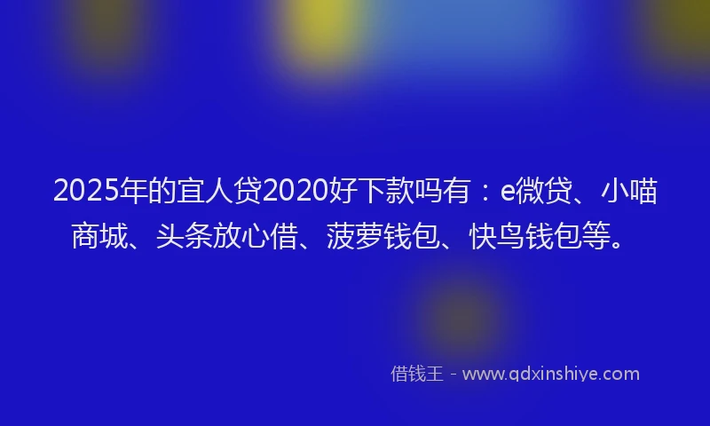 2025年的宜人贷2020好下款吗有：e微贷、小喵商城、头条放心借、菠萝钱包、快鸟钱包等。