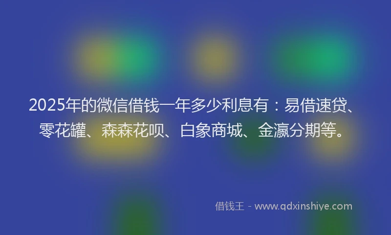 2025年的微信借钱一年多少利息有：易借速贷、零花罐、森森花呗、白象商城、金瀛分期等。