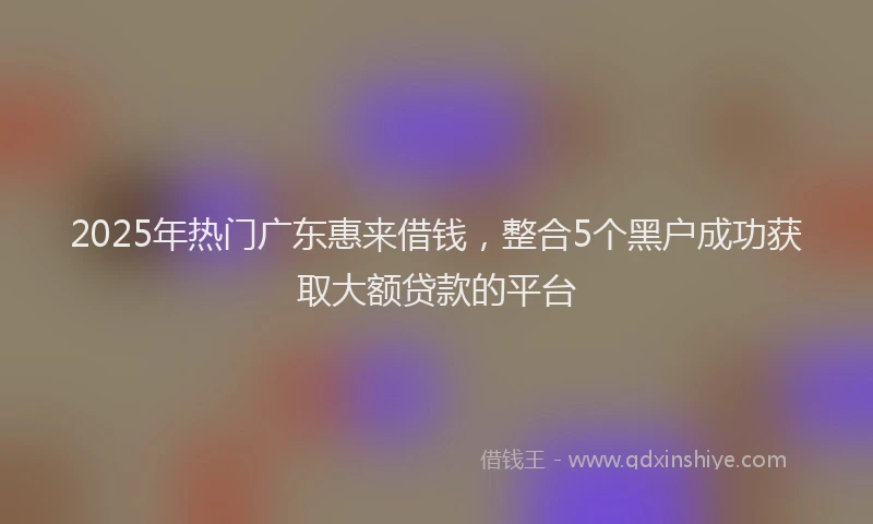 2025年热门广东惠来借钱，整合5个黑户成功获取大额贷款的平台