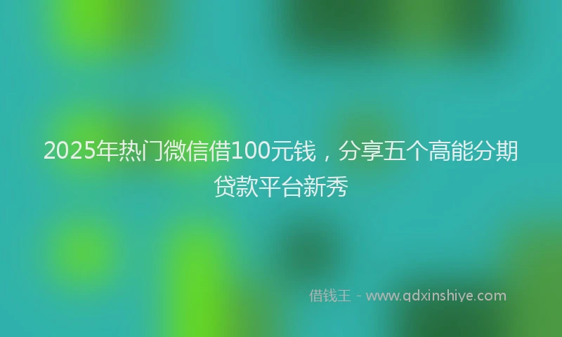 2025年热门微信借100元钱，分享五个高能分期贷款平台新秀