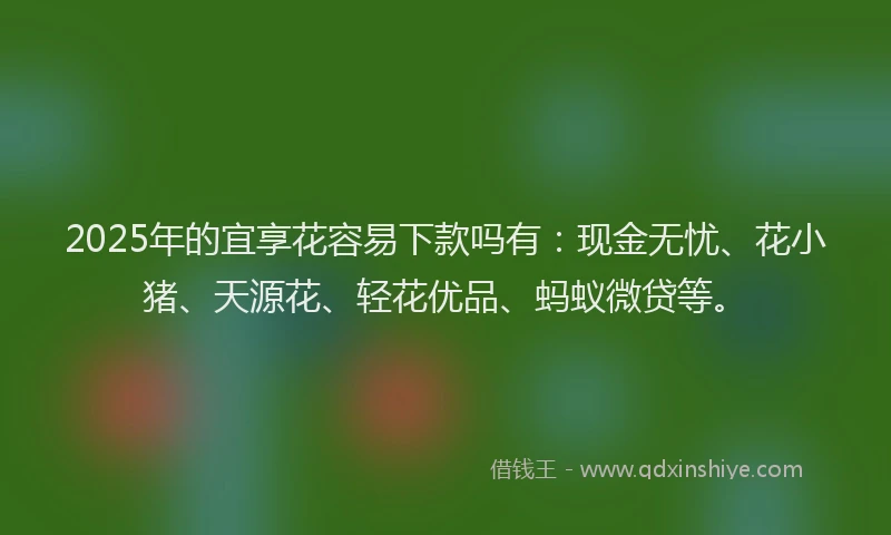 2025年的宜享花容易下款吗有：现金无忧、花小猪、天源花、轻花优品、蚂蚁微贷等。