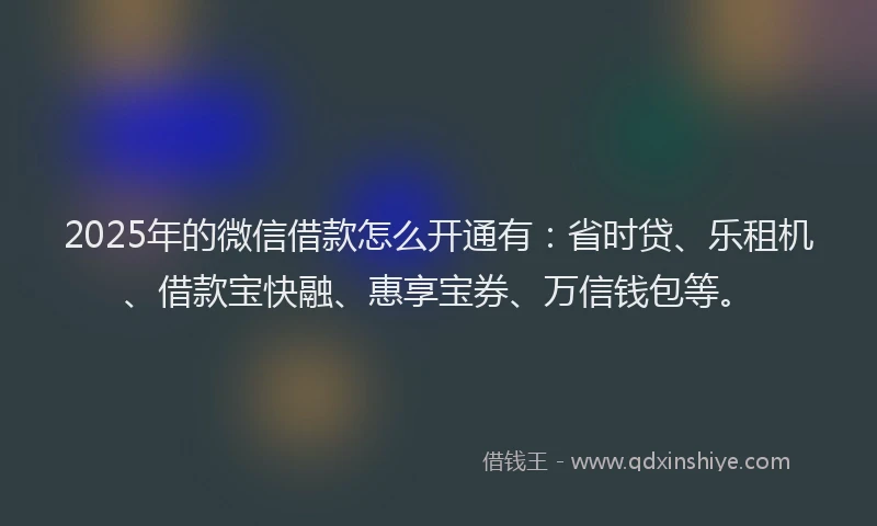 2025年的微信借款怎么开通有：省时贷、乐租机、借款宝快融、惠享宝券、万信钱包等。