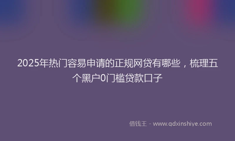 2025年热门容易申请的正规网贷有哪些，梳理五个黑户0门槛贷款口子